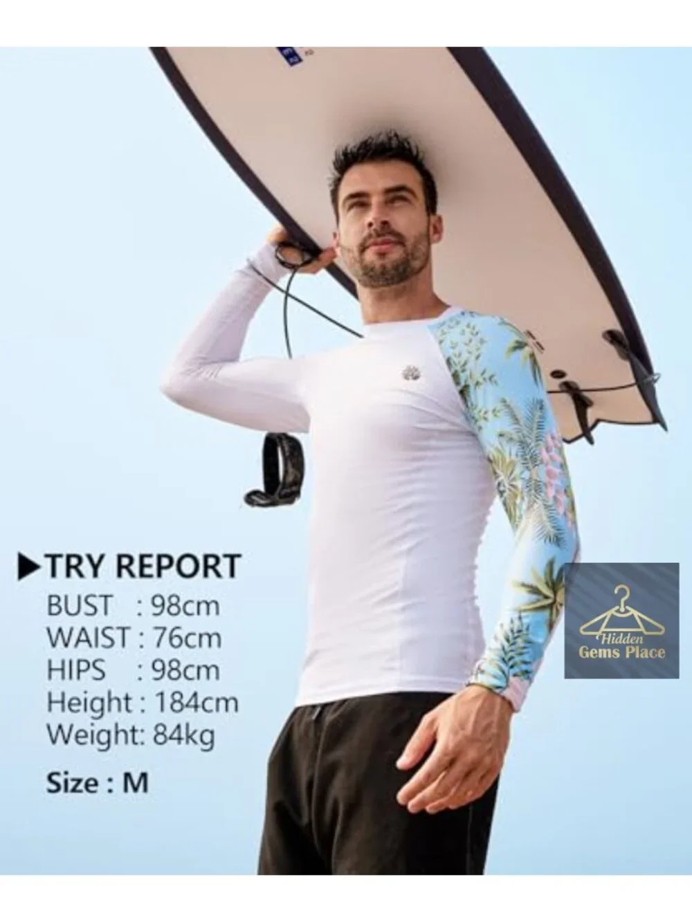 Men's Long Sleeve Rash Guard UPF 50+ UV Sun Protection Quick Dry Compression